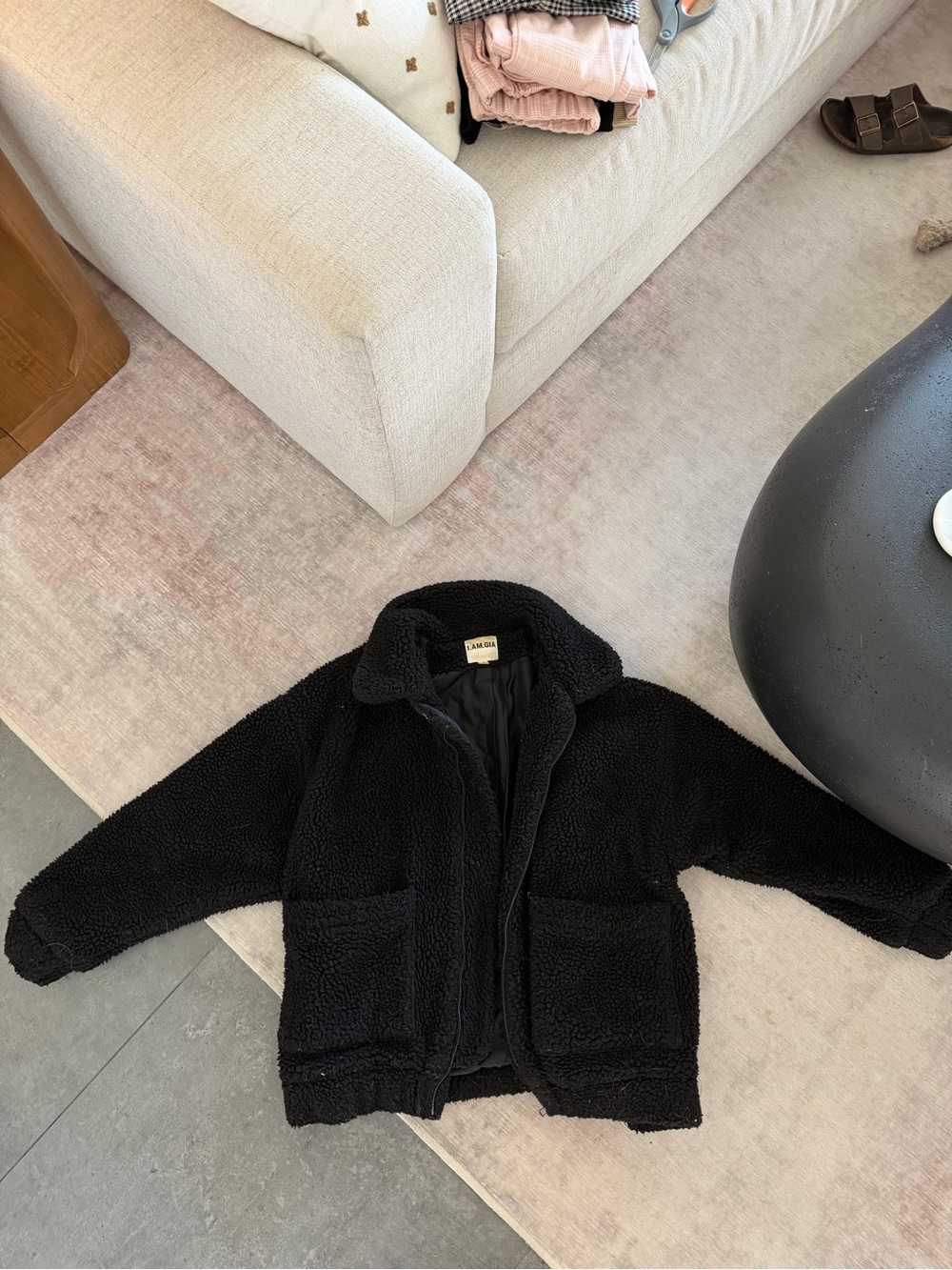 I.AM.GIA Black Teddy Sherpa Zip Jacket
